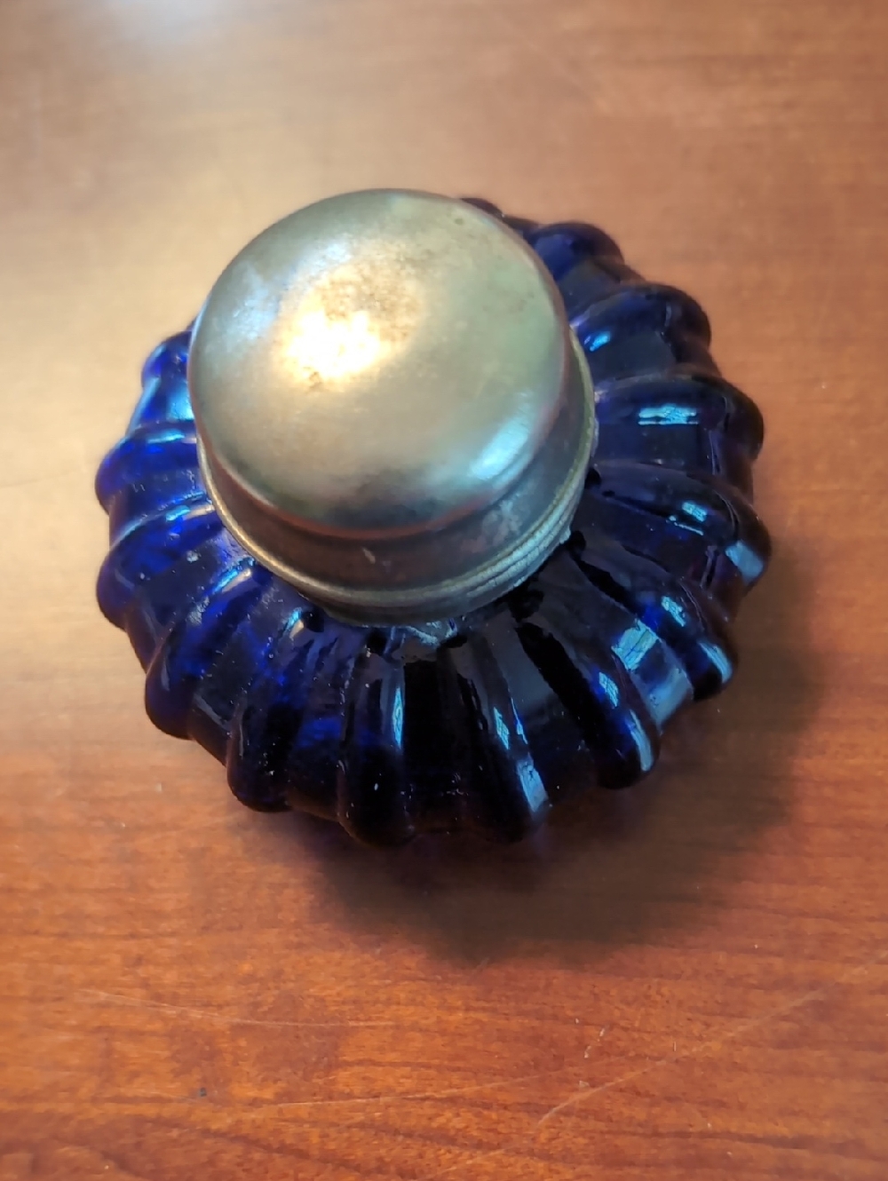 Vintage Cobalt Blue Inkwell